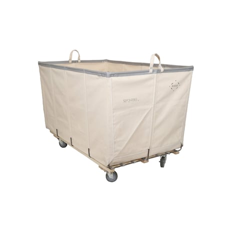 Steele Canvas Basket 24 BU Permanent Truck Natural Canvas w/Grey Vinyl - 4in Casters 2 Swivel 2 Rigid 9324CNATVGRYW4